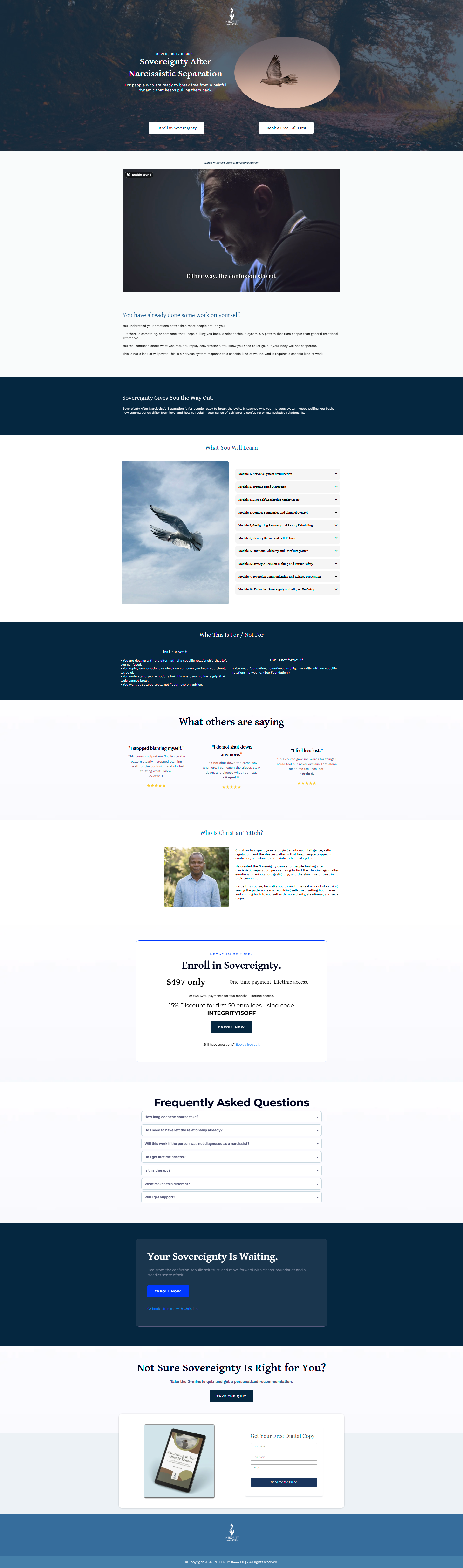 Integrity Sovereignty course offer page
