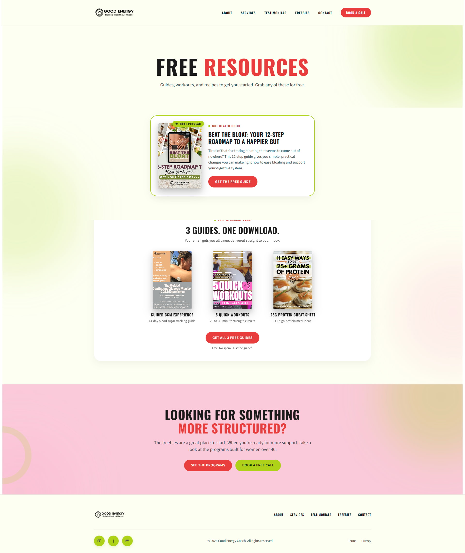 Good Energy Coach freebies page