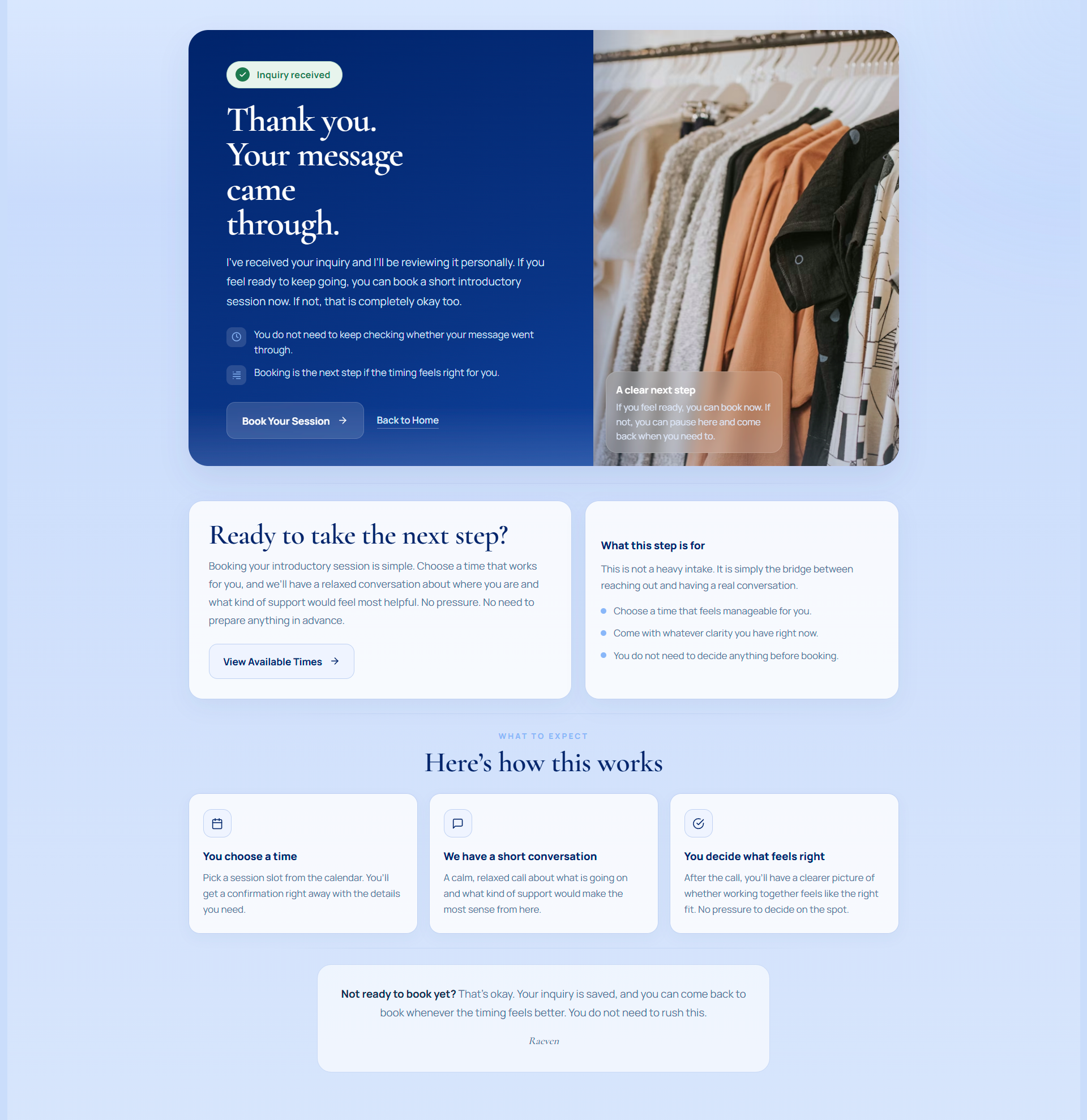 Raeven confirmation page preview