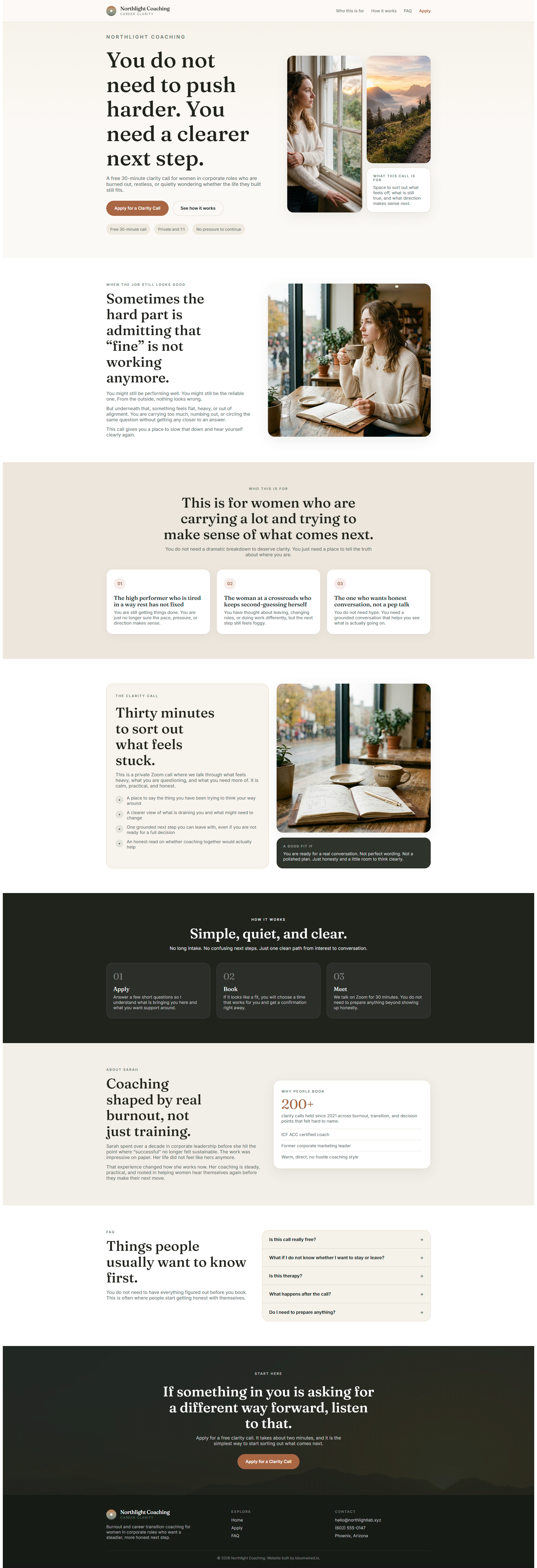 Northlight clarity call landing page