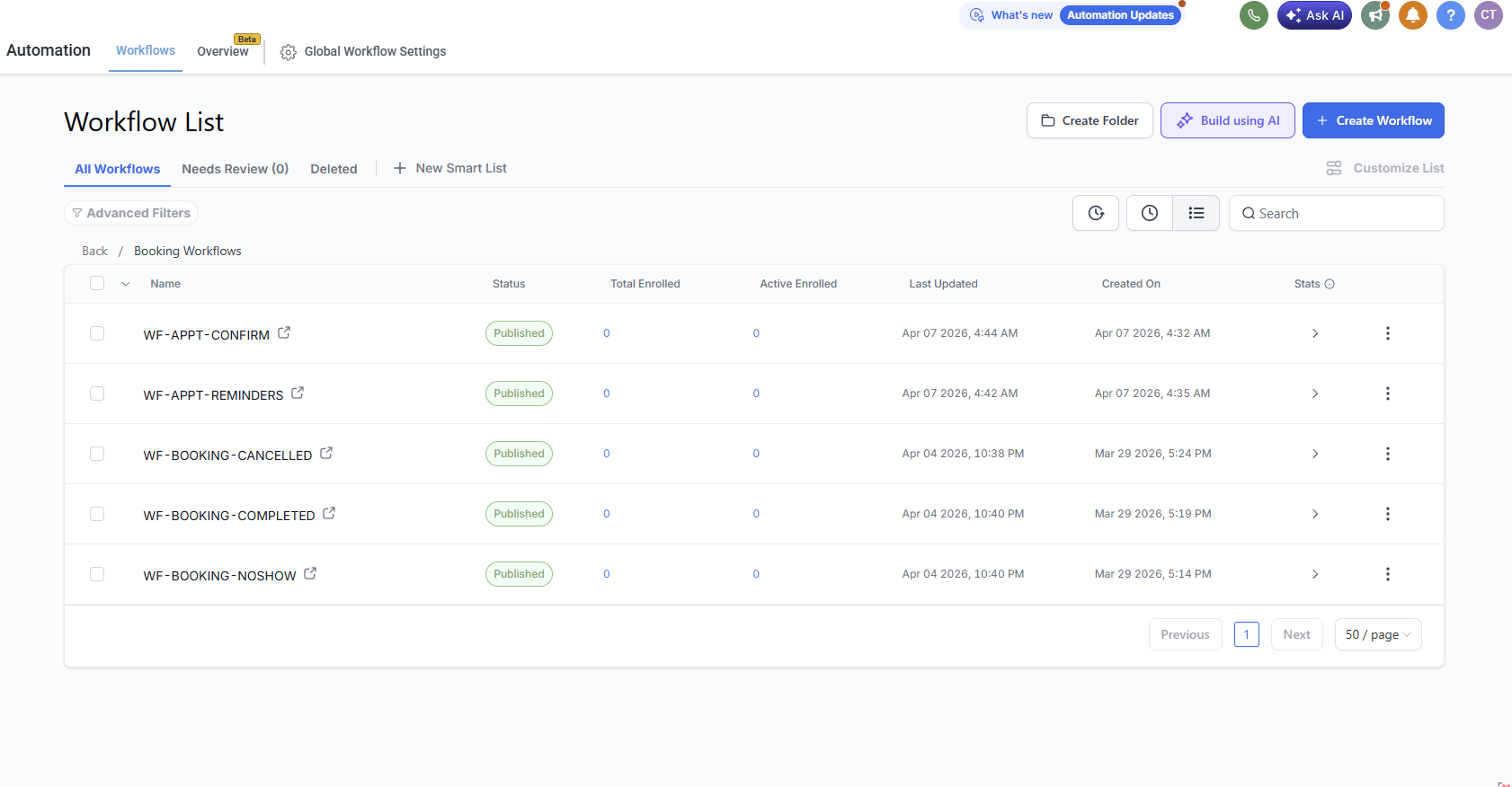 Reminders workflow walkthrough