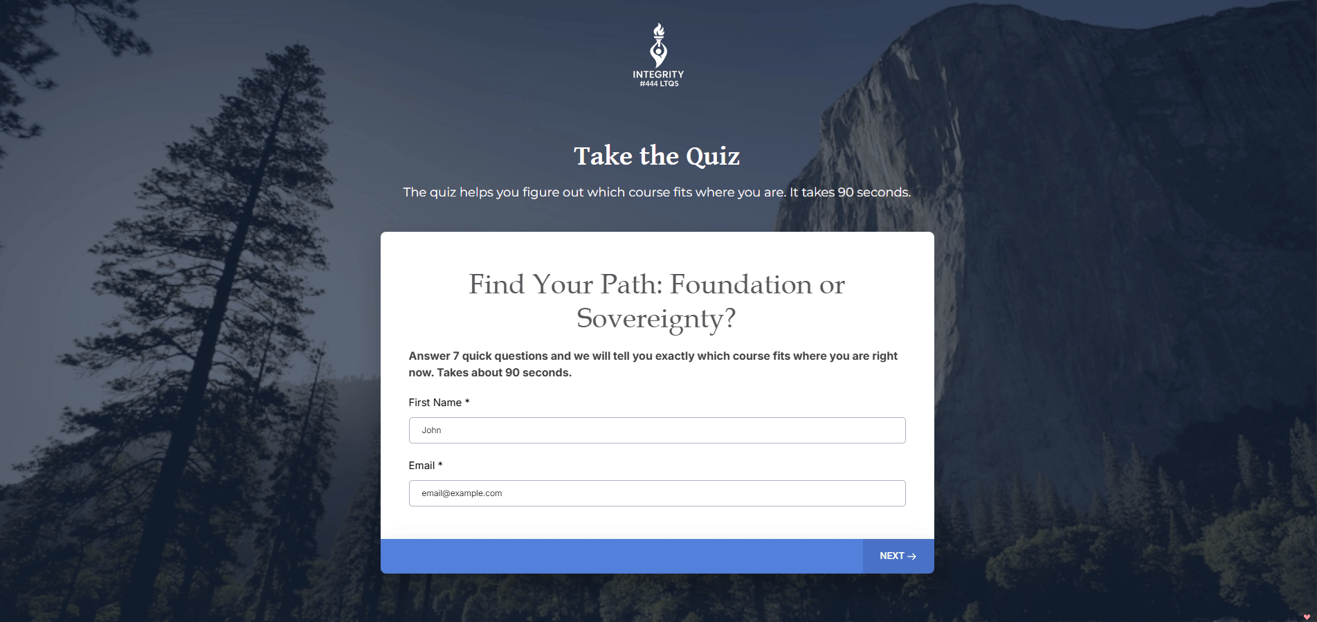 Integrity quiz path walkthrough