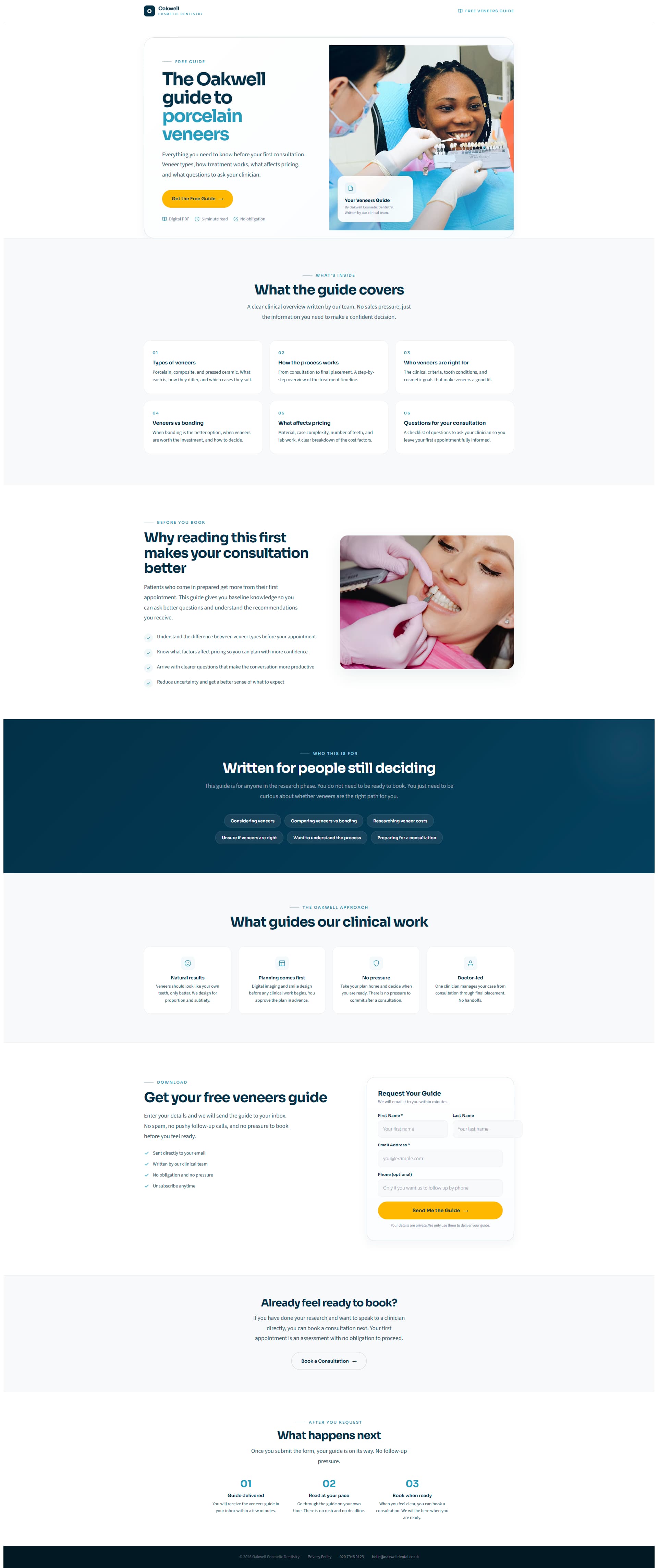 Oakwell veneers guide opt-in page