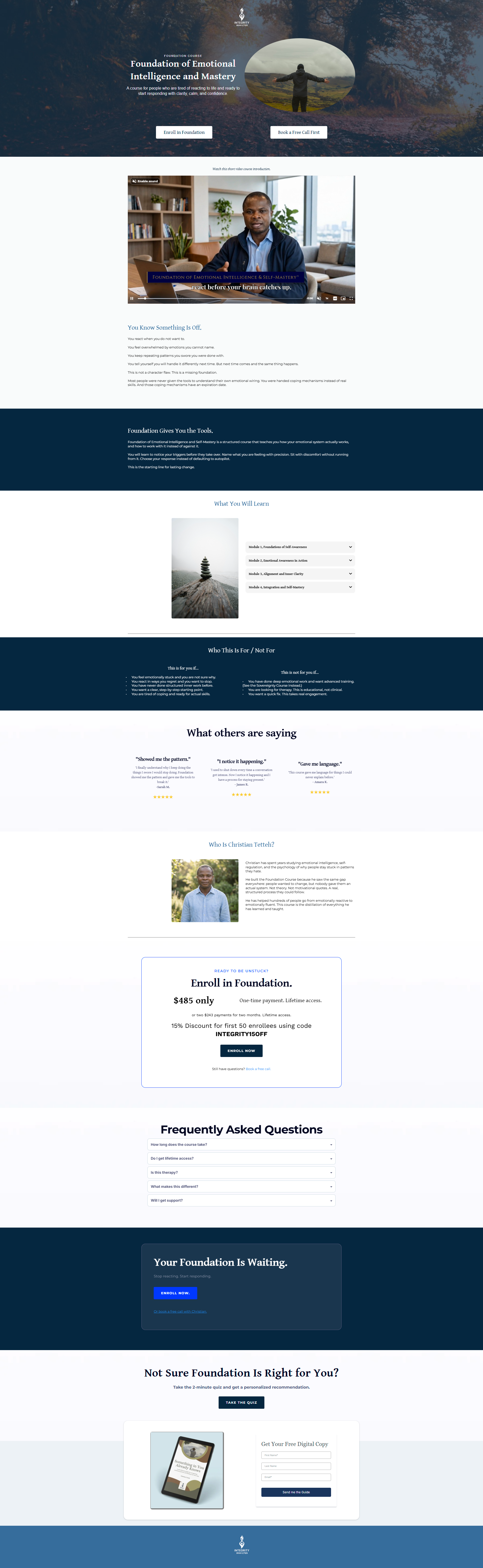 Integrity Foundation course offer page