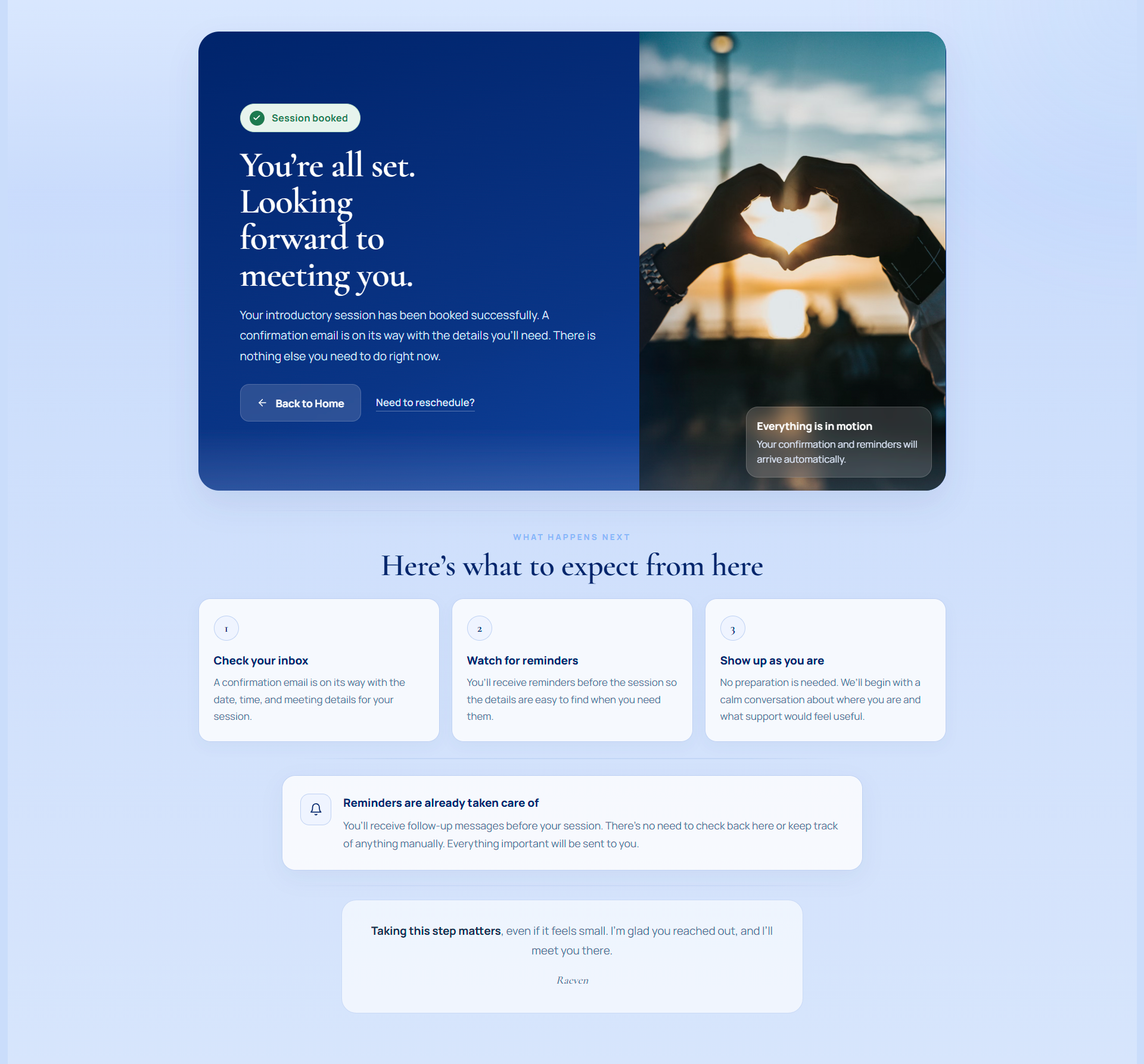 Raeven thank-you page preview