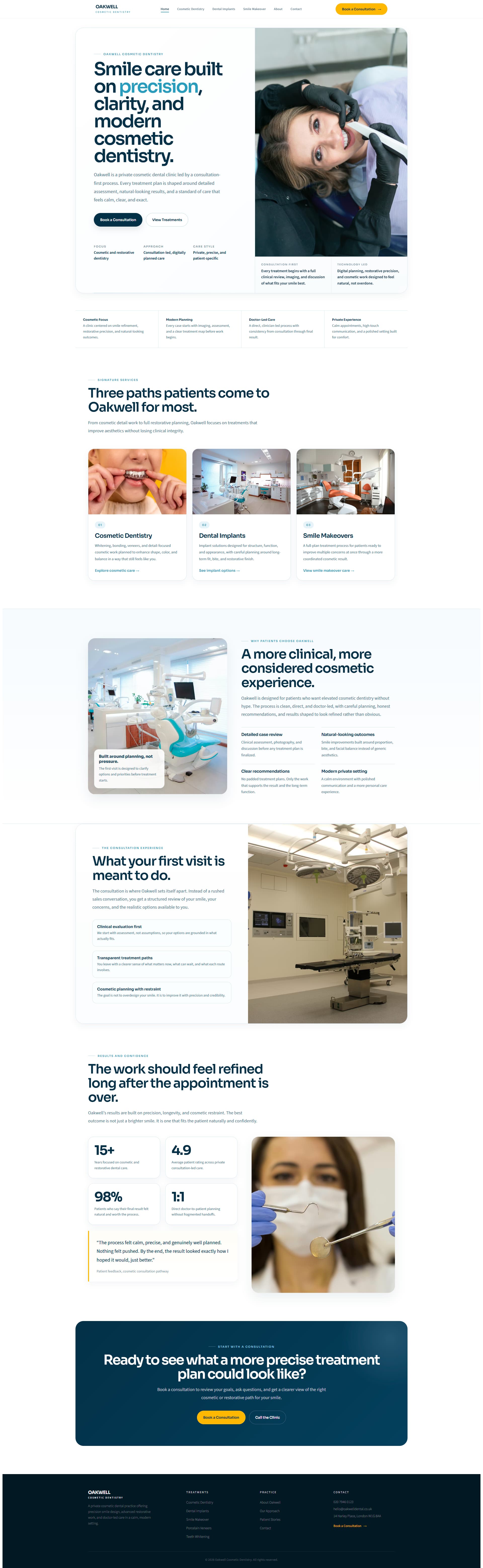 Oakwell Cosmetic Dentistry website mockup
