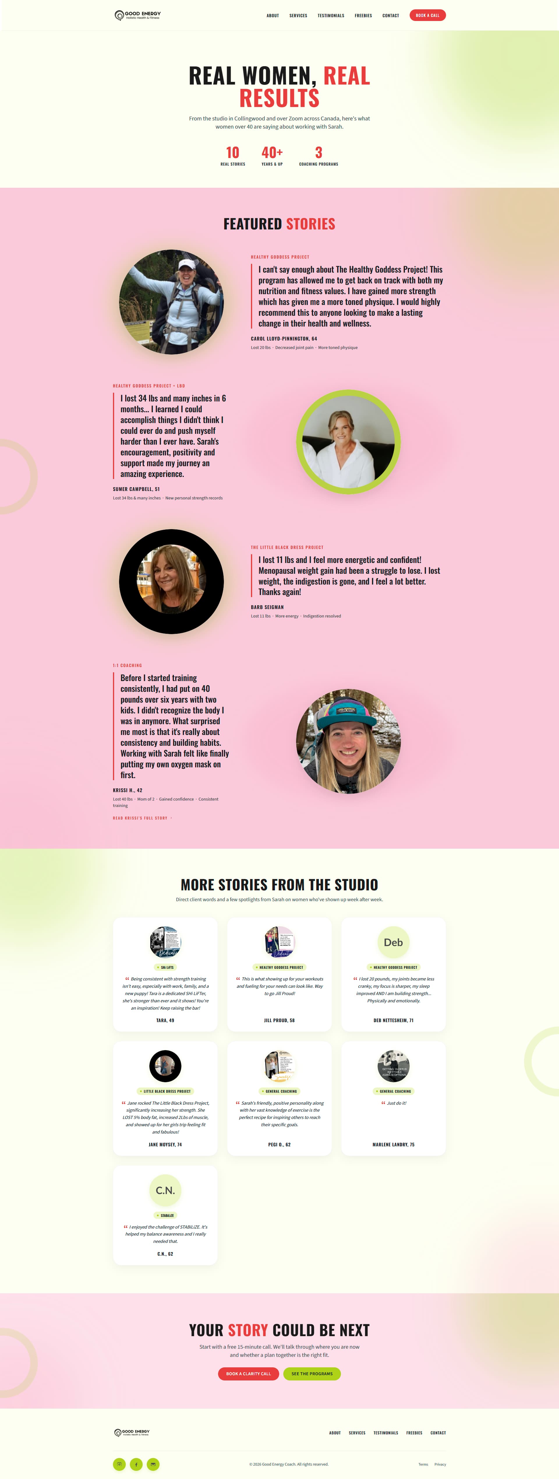 Good Energy Coach testimonials page