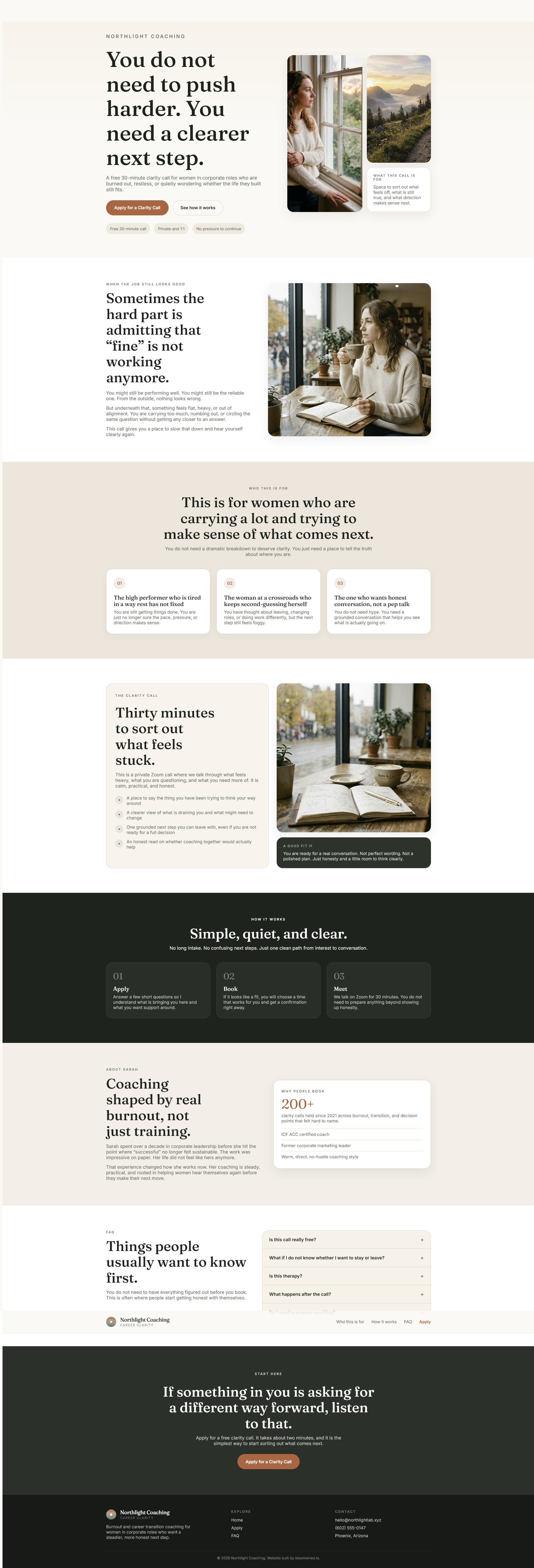 Northlight Coaching landing page mockup