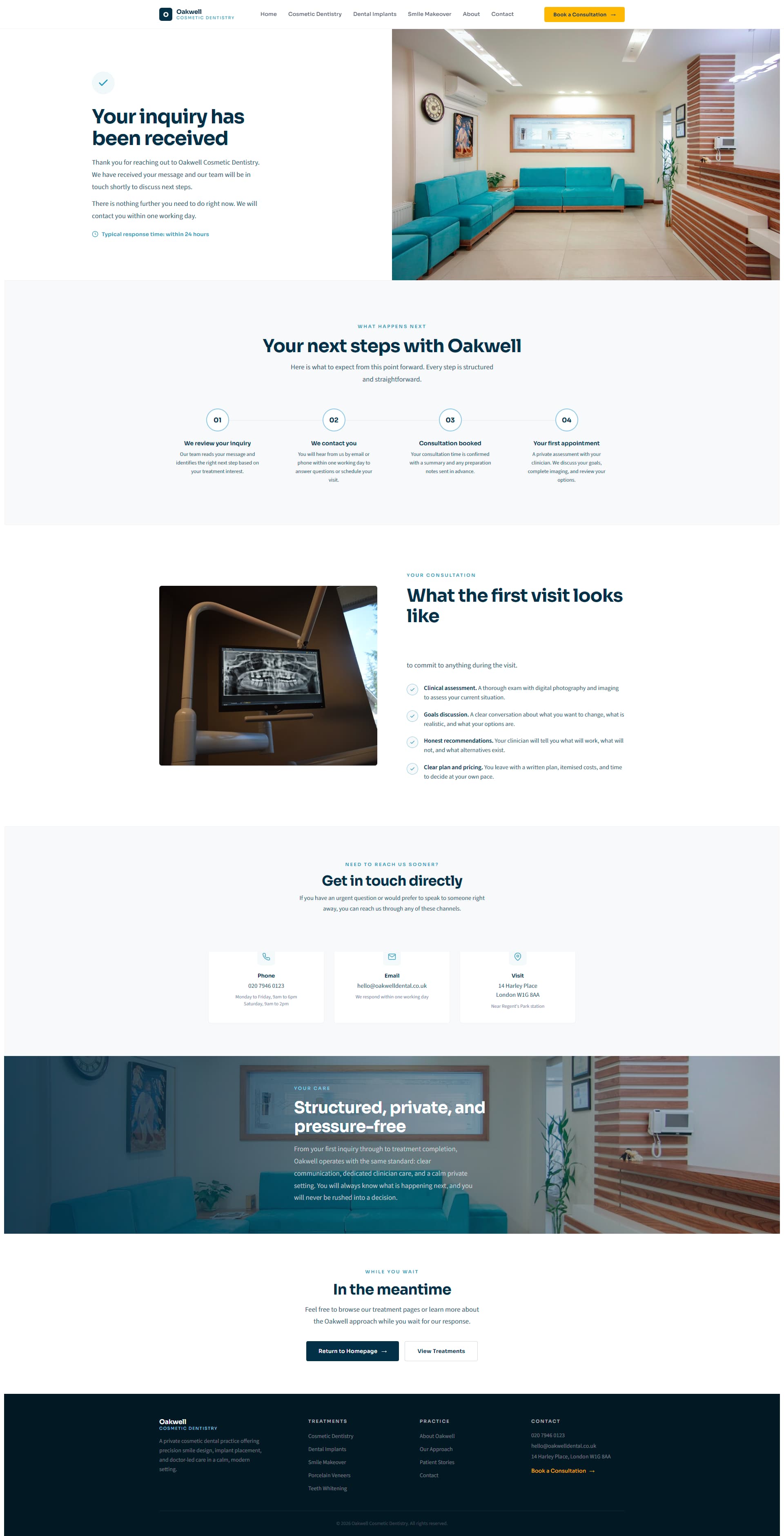 Oakwell website thank-you page