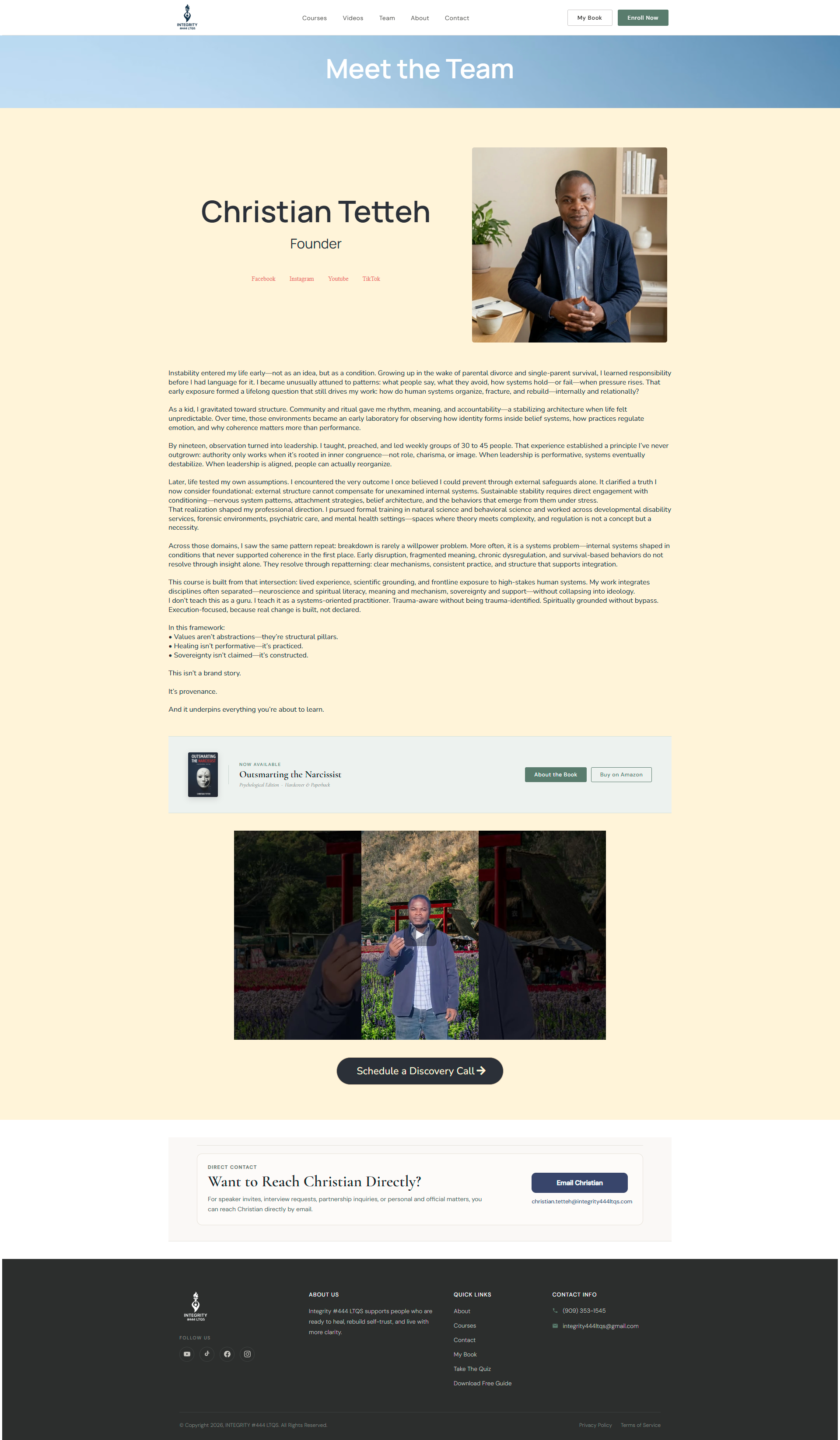 Integrity 444 LTQS meet the team page