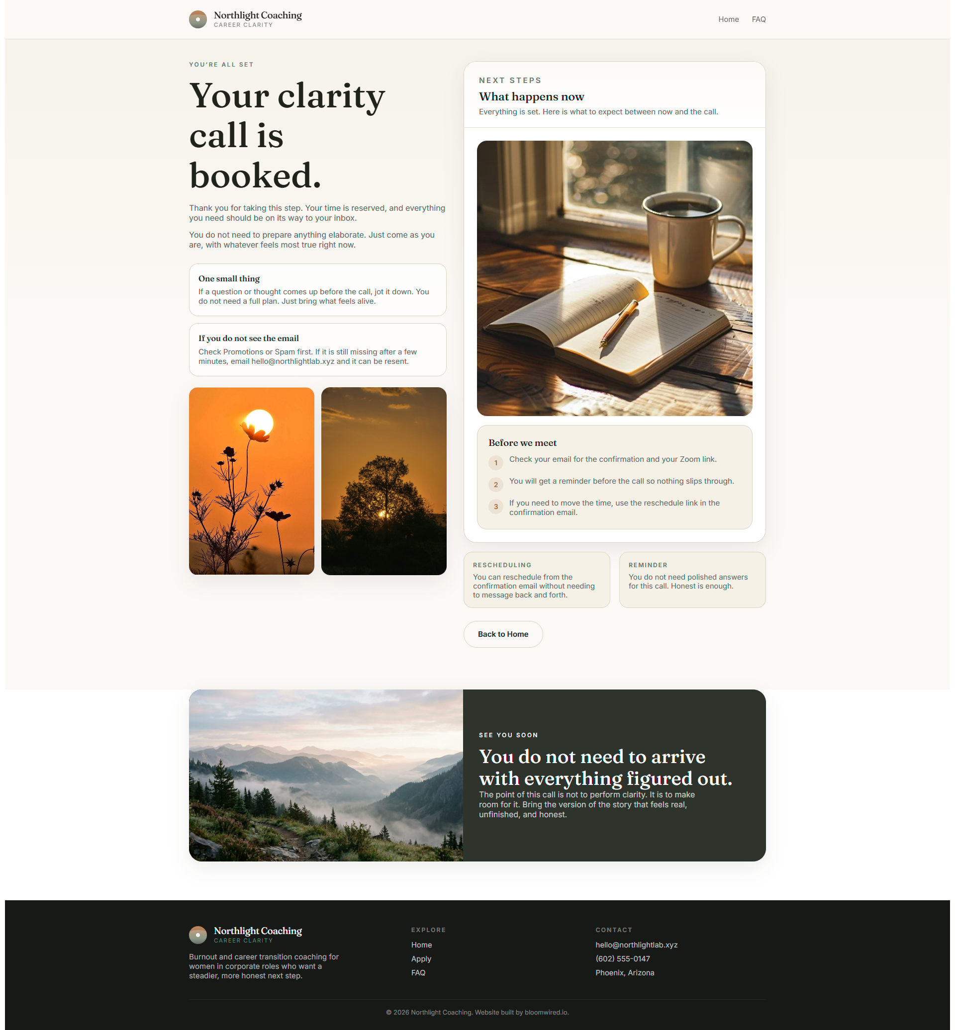 Northlight thank-you page