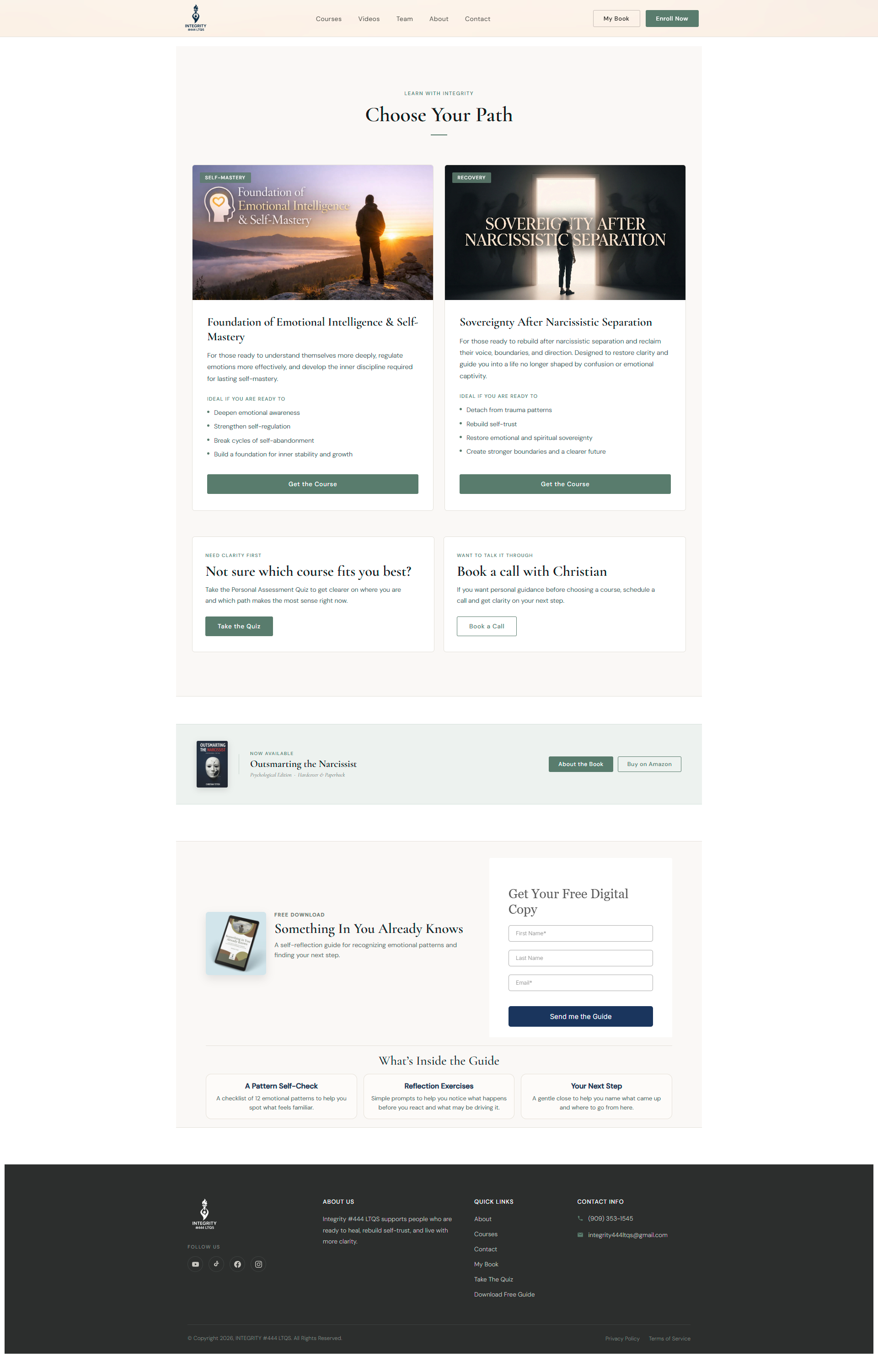 Integrity 444 LTQS courses page